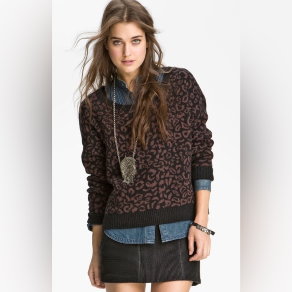 Free People Sweater Womens Small Brown Alpaca Wool Knit Boho Whimsigoth Cozy